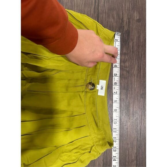LPA Button & Zip Fly No Belt Loops Pleated Trouser Pants Green Size Small - Picture 10 of 10